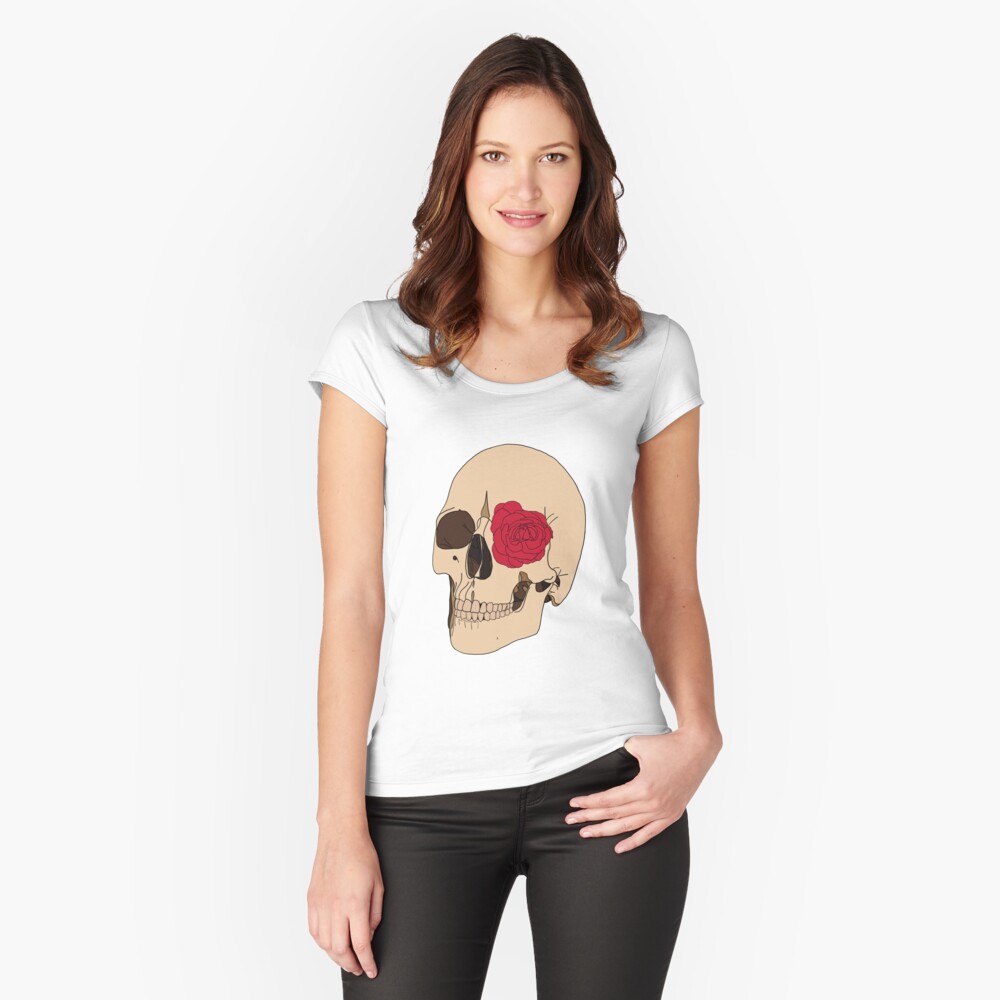 A Skull & a Rose Fitted Scoop T-Shirt