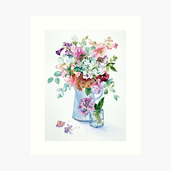 Phlox and Hydrangeas Art Print