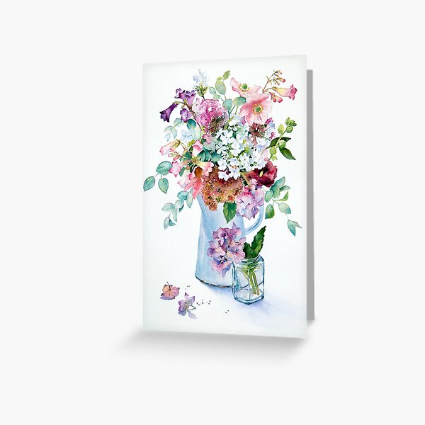 Phlox and Hydrangeas Greeting Card