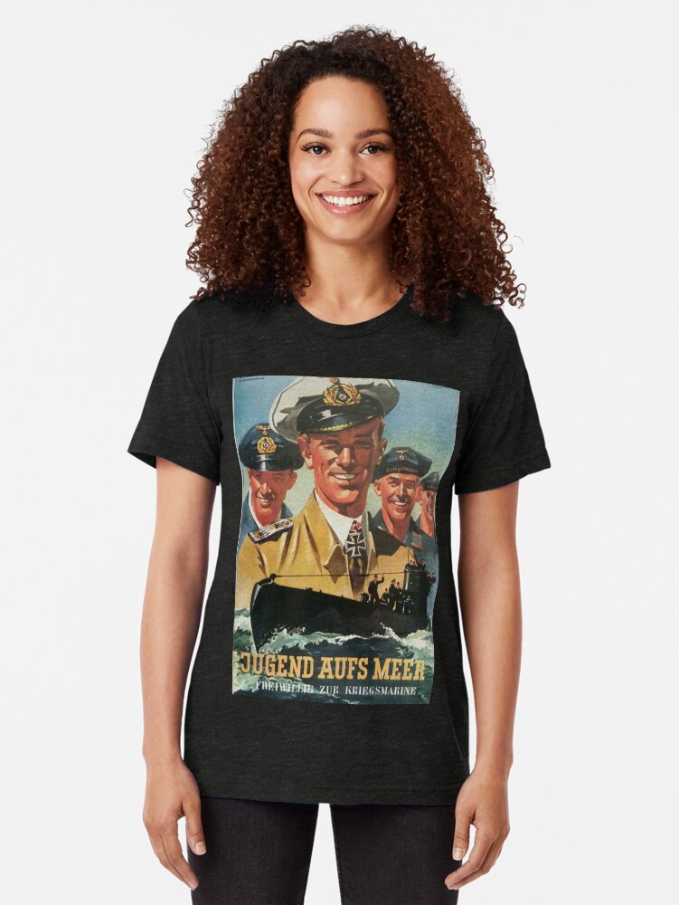 Alternate view of Volunteer for the Navy...vintage German Kriegsmarine Tri-blend T-Shirt