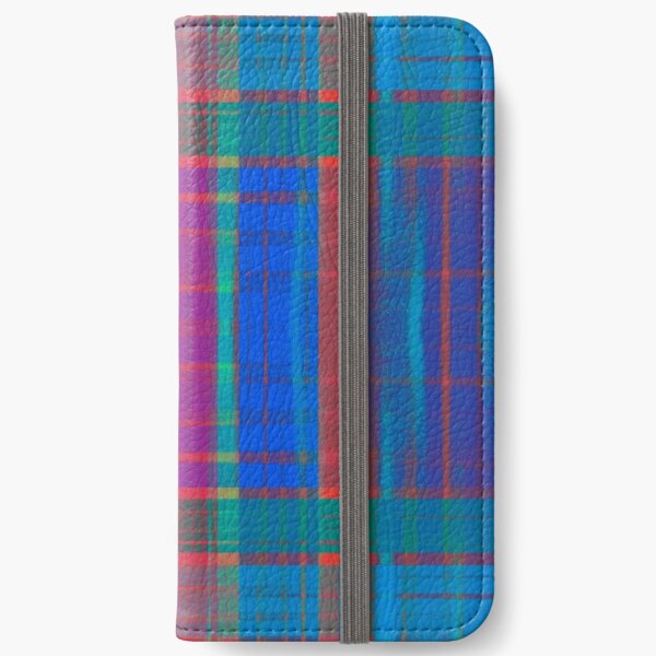 Teal Plaid iPhone Wallet