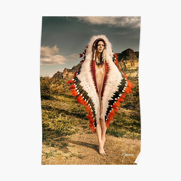 Adorned Feathered Nude 2714 - SurXposed - Classy Girl in Indian Headdress Costume Poster