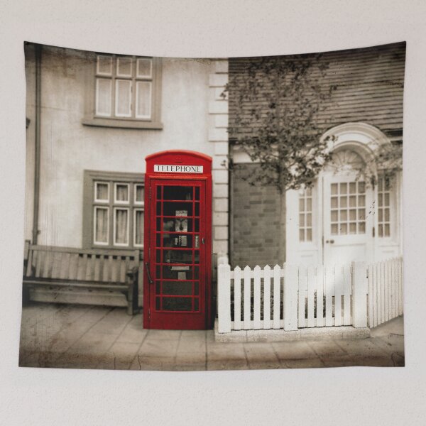 Item preview, Red Telephone Booth Spot Color Vintage Sepia Tone Photography designed and sold by Glimmersmith.