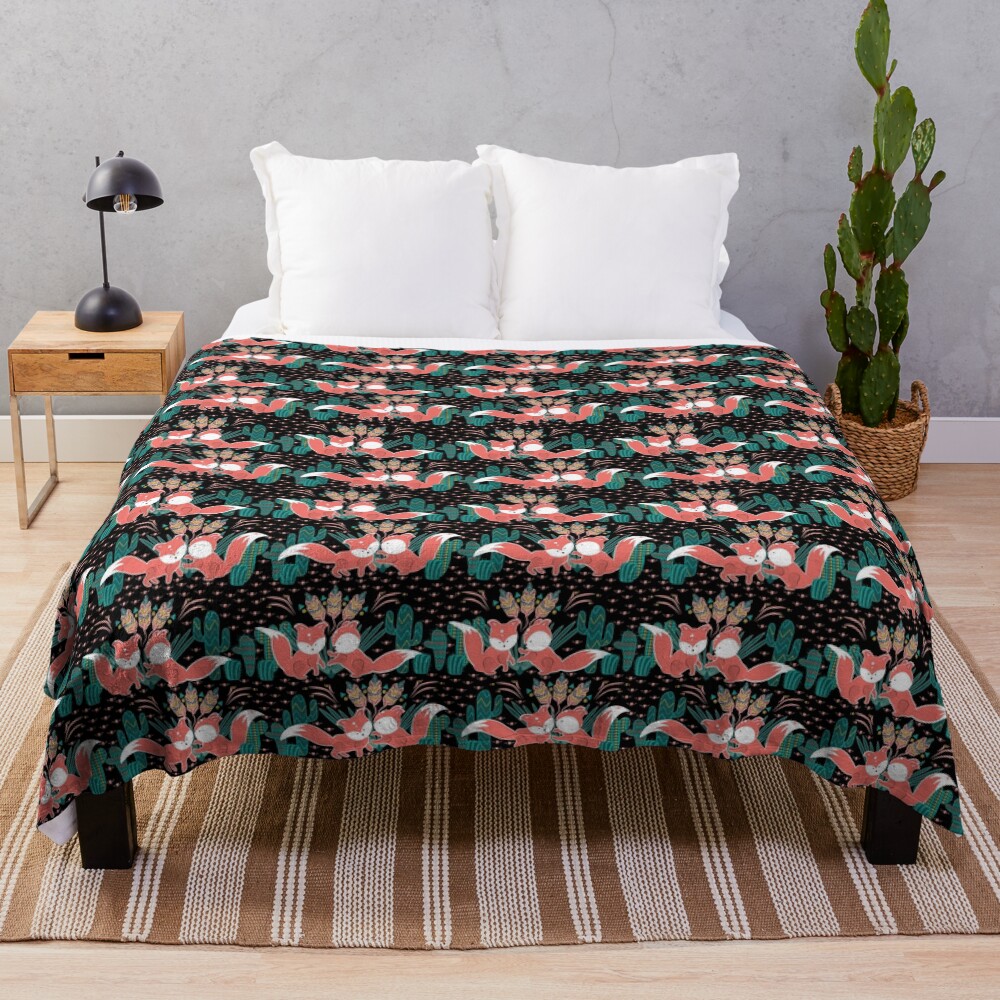 Foxy Boho Succulents Throw Blanket