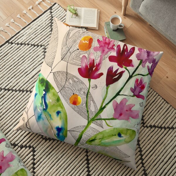 botanical composition Floor Pillow