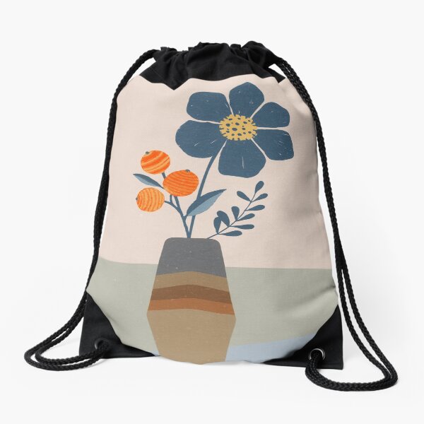 Blue Flower im Retro Design Turnbeutel