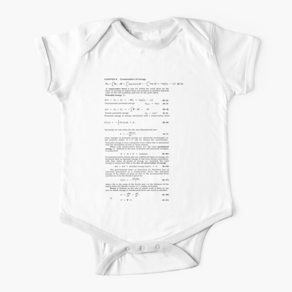 Chapter 8 Conservation of #Energy, Conservative #Force, #Potential, #Kinetic Short Sleeve Baby One-Piece