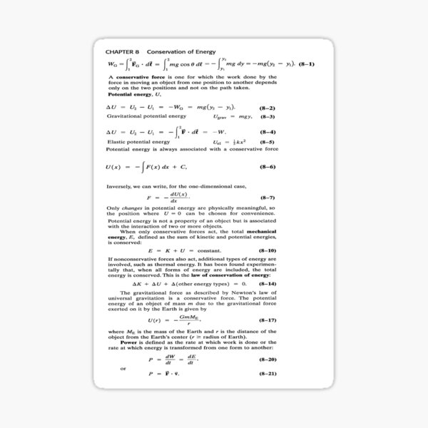 Chapter 8 Conservation of #Energy, Conservative #Force, #Potential, #Kinetic Sticker