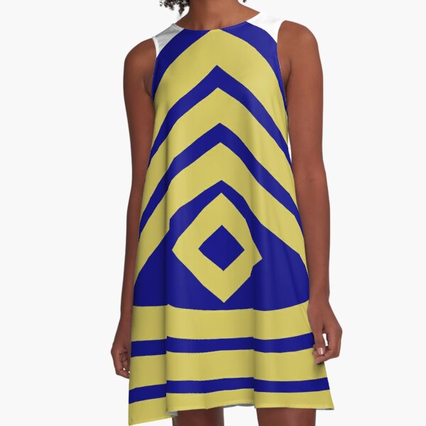 Yellow, high-visibility clothing, patriotism, symbol, design, illustration, rows, striped A-Line Dress