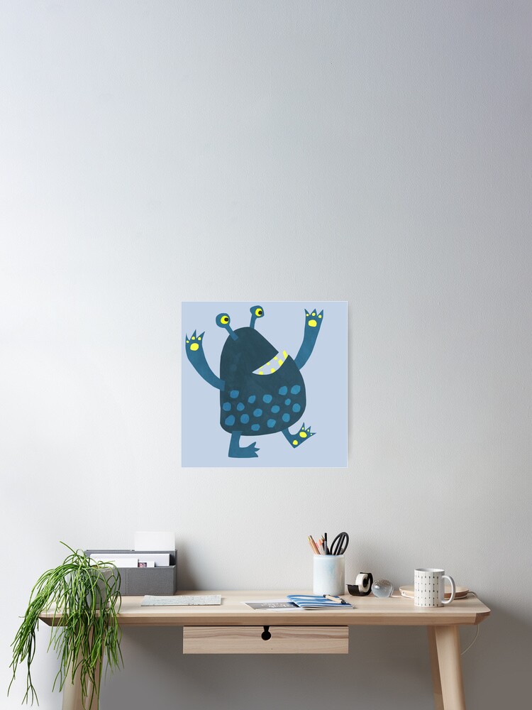 Thumbnail 1 of 3, Poster, Blue Spotted Monsters designed and sold by squirrell.