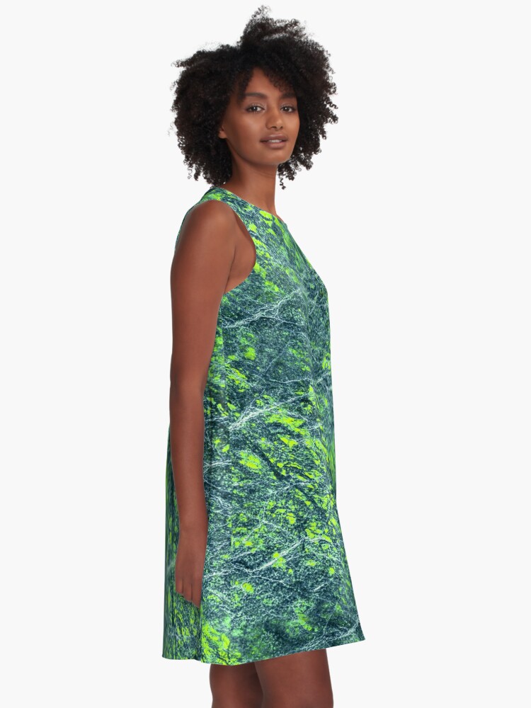Alternate view of Emerald green marble color fancy A-Line Dress