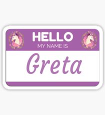 Unicorn Hello My Name Is Greta - Gift For Someone Called Greta Sticker