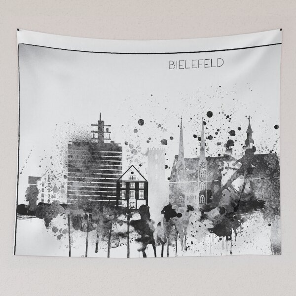 Item preview, Black And White Bielefeld City Skyline designed and sold by DimDom.