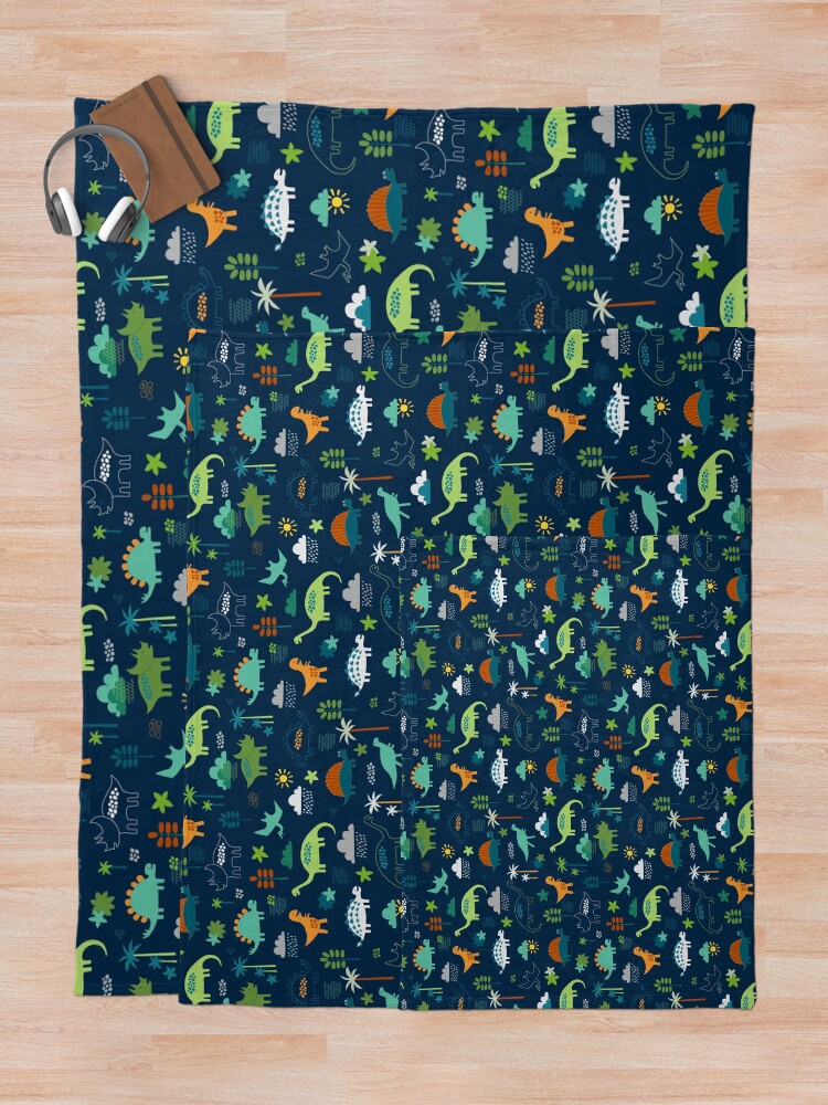 Alternate view of Dinosaur Land - cute Dino pattern by Cecca Designs Throw Blanket