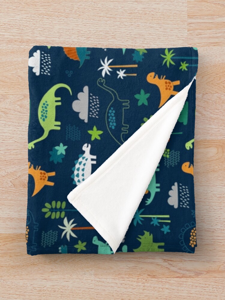 Alternate view of Dinosaur Land - cute Dino pattern by Cecca Designs Throw Blanket