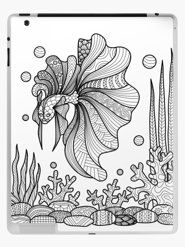 Coque et skin adhésive iPad avec l'œuvre « Coloriage anti-stress: poisson »  de l'artiste Yuna26