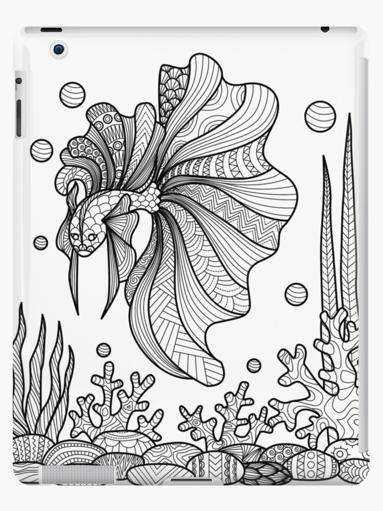 Coque et skin adhésive iPad avec l'œuvre « Coloriage anti-stress: poisson »  de l'artiste Yuna26