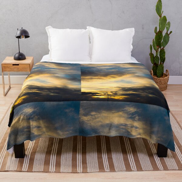 Item preview, Fluffy clouds at sunset - yellow/blue designed and sold by LeighsDesigns.