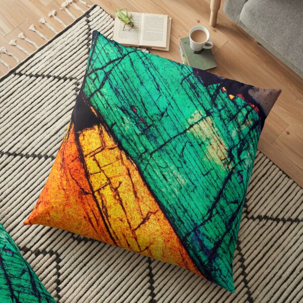 Epidote in Quartz Groundmass Mineral Art Floor Pillow