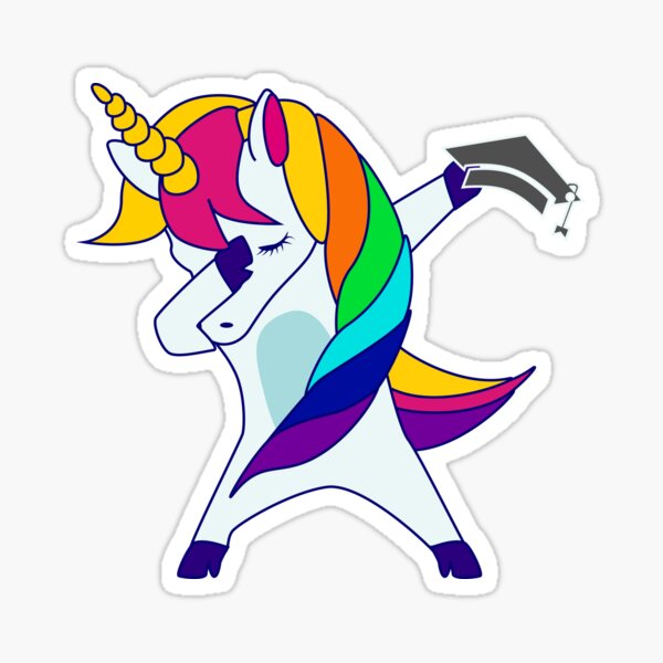 Dabbing Unicorn Graduation Sticker