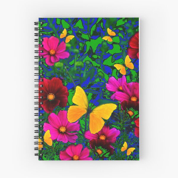 Item preview, FLUTTERING YELLOW BUTTERFLIES FUCHSIA FLOWERS GREEN GARDEN designed and sold by sharlesart.