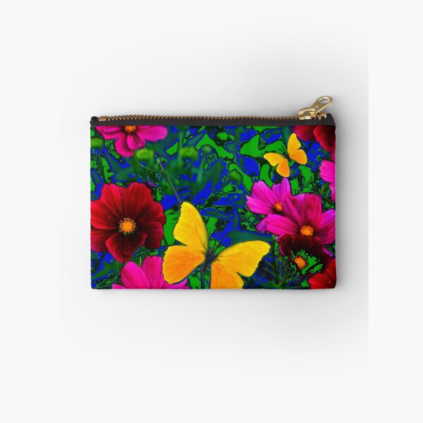 Item preview, FLUTTERING YELLOW BUTTERFLIES FUCHSIA FLOWERS GREEN GARDEN designed and sold by sharlesart.