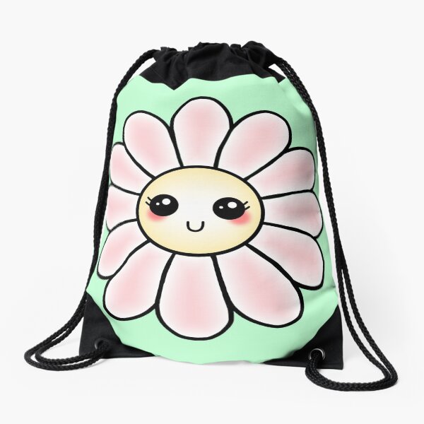 Kawaii Daisy | Pink Blossom Flower Drawstring Bag