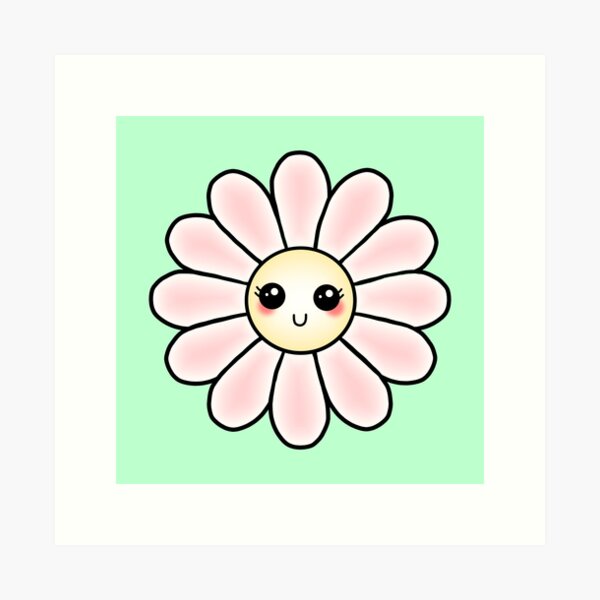 Kawaii Daisy | Pink Blossom Flower Art Print