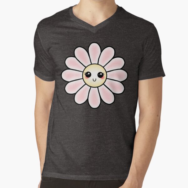 Kawaii Daisy | Pink Blossom Flower V-Neck T-Shirt