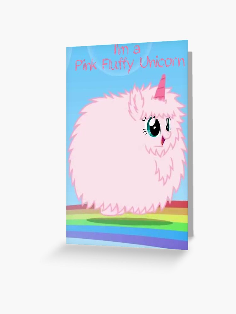 Pink Fluffy Unicorn Greeting Card By Michiyo Goods Redbubble - pink fluffy unicorns dancing on rainbows roblox