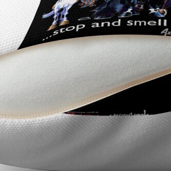 Alternate view of Copy of Copy of Fergus the Horse: Life is Short... Stop and Smell the Horses (White Font) Throw Pillow