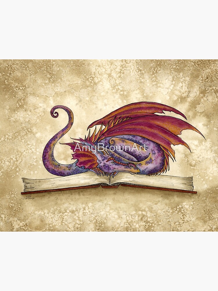 Thumbnail 2 of 2, Art Board Print, Bookwyrm designed and sold by AmyBrownArt.