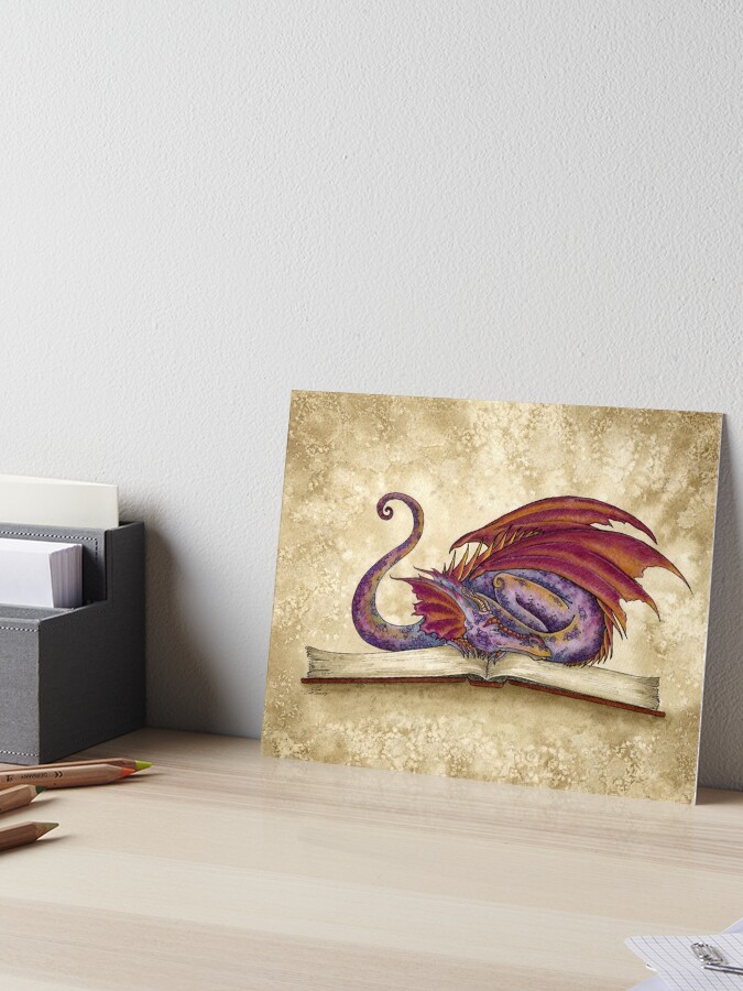 Thumbnail 1 of 2, Art Board Print, Bookwyrm designed and sold by AmyBrownArt.