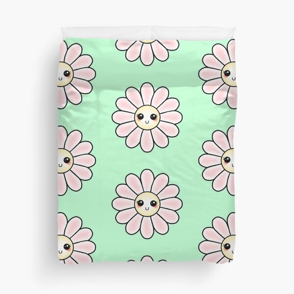 Kawaii Daisy | Pink Blossom Flower Duvet Cover