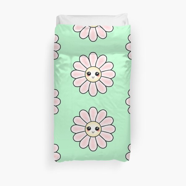 Kawaii Daisy | Pink Blossom Flower Duvet Cover