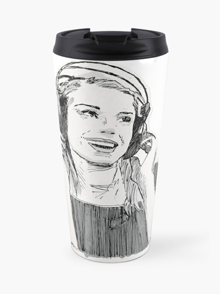 Drawing Of A Girl Wearing Headphones Travel Mug By Monkeycom