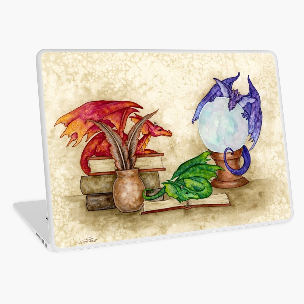 Dragons In The Library Laptop Skin