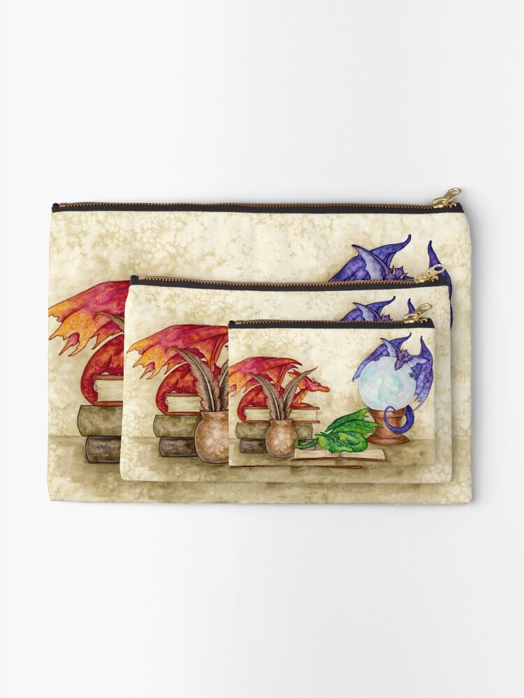 Alternate view of Dragons In The Library Zipper Pouch