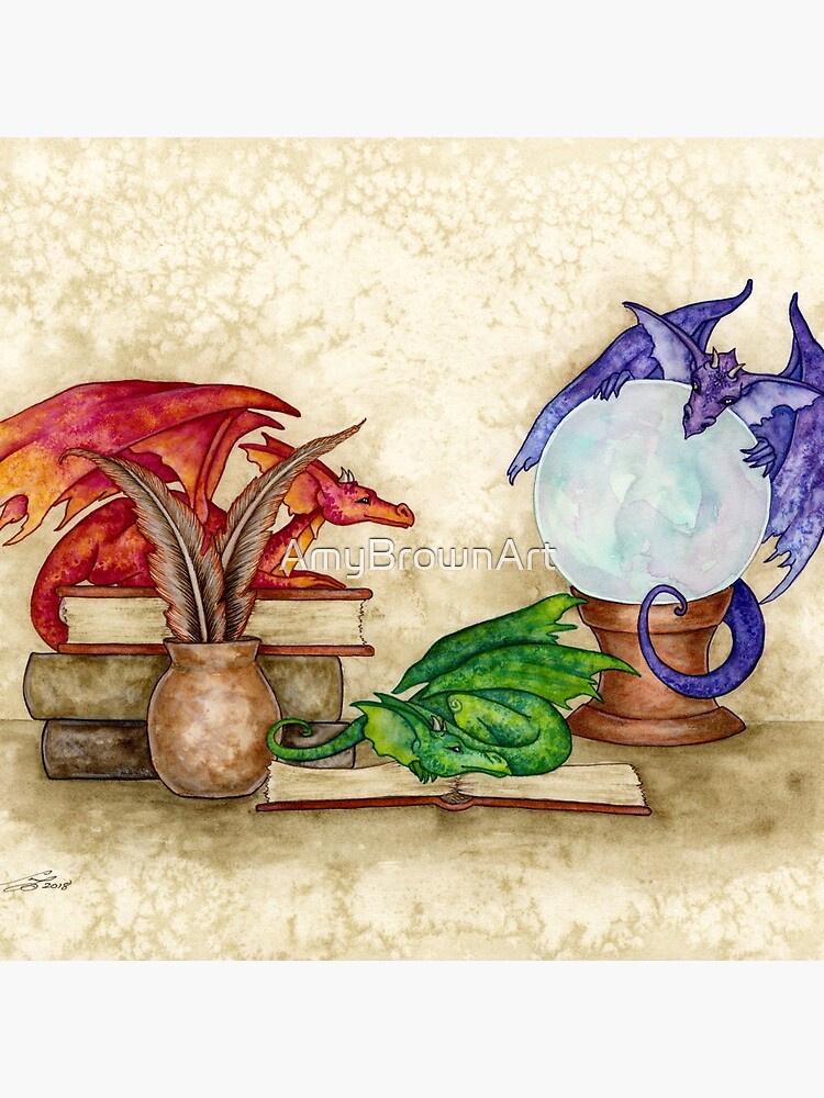 Dragons In The Library by AmyBrownArt