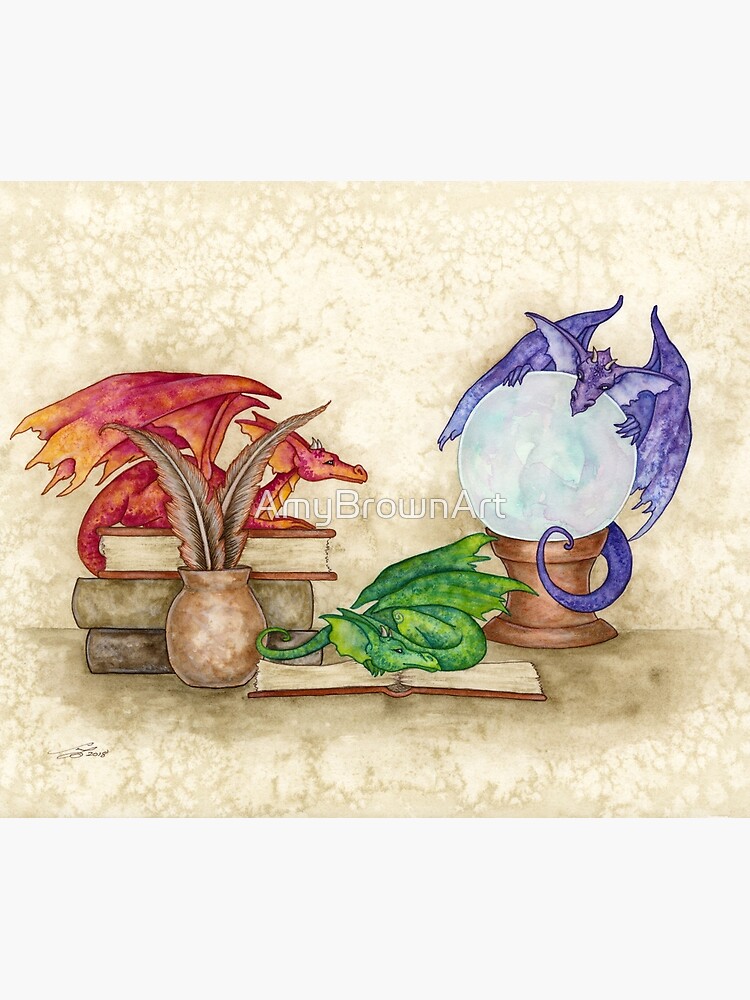 Dragons In The Library by AmyBrownArt
