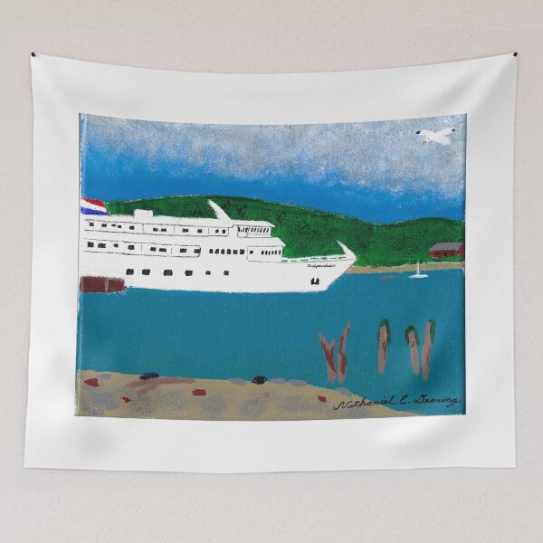 Item preview, Cruiseship Independence in Belfast Harbor [Acrylic Paint] designed and sold by Nathaniel E. Dearing.