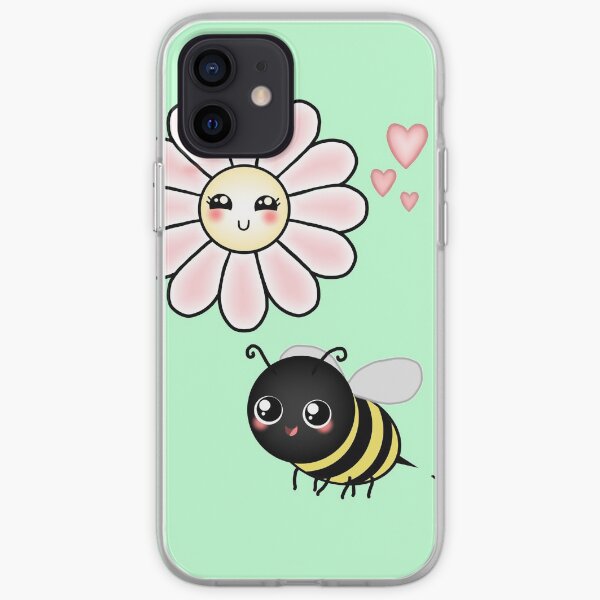 Kawaii Bumble Bee & Kawaii Daisy | Pink Blossom Flower iPhone Soft Case