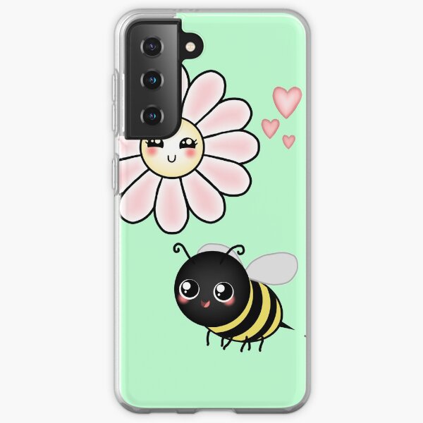 Kawaii Bumble Bee & Kawaii Daisy | Pink Blossom Flower Samsung Galaxy Soft Case