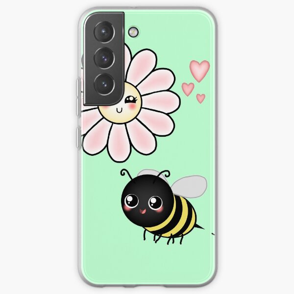 Kawaii Bumble Bee & Kawaii Daisy | Pink Blossom Flower Samsung Galaxy Soft Case