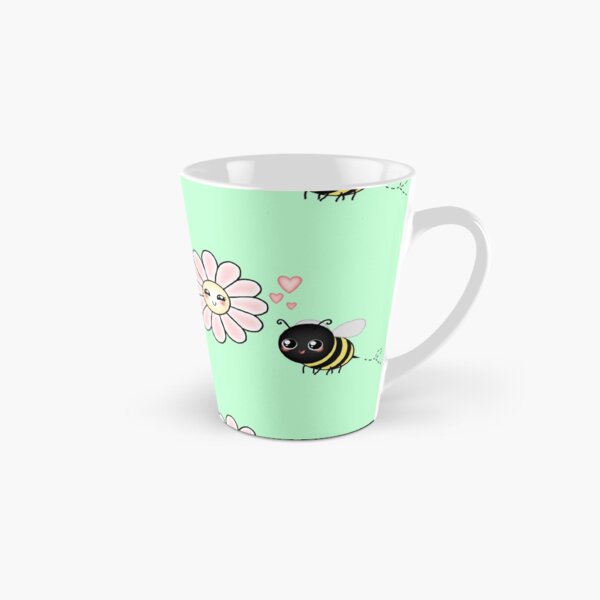 Kawaii Bumble Bee & Kawaii Daisy | Pink Blossom Flower Tall Mug