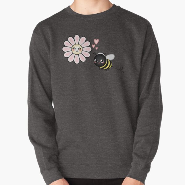 Kawaii Bumble Bee & Kawaii Daisy | Pink Blossom Flower Pullover Sweatshirt