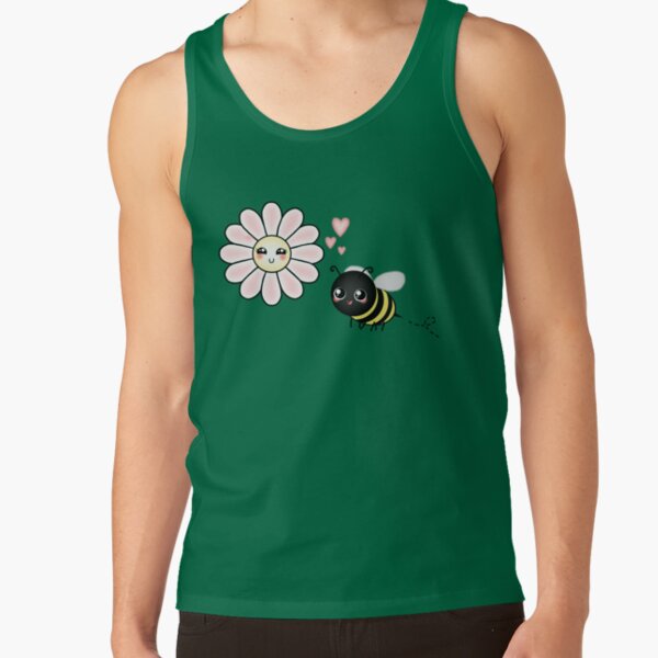 Kawaii Bumble Bee & Kawaii Daisy | Pink Blossom Flower Tank Top