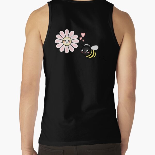 Kawaii Bumble Bee & Kawaii Daisy | Pink Blossom Flower Tank Top