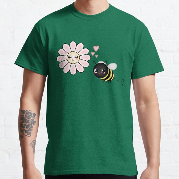 Kawaii Bumble Bee & Kawaii Daisy | Pink Blossom Flower Classic T-Shirt