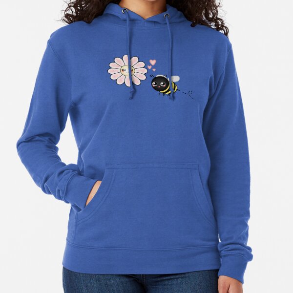 Kawaii Bumble Bee & Kawaii Daisy | Pink Blossom Flower Lightweight Hoodie
